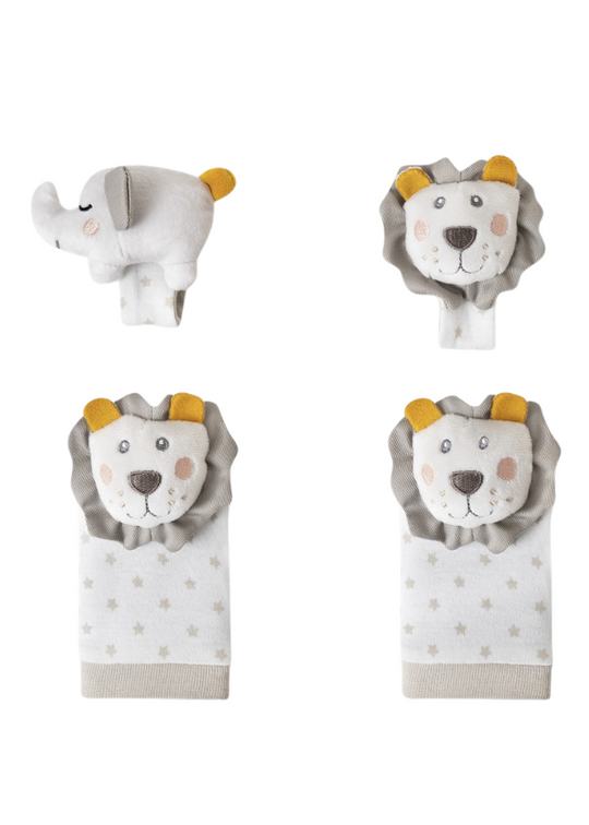 Set of 4 Hand+Foot Toy Leon White-Grey LEO01 Don Algodon