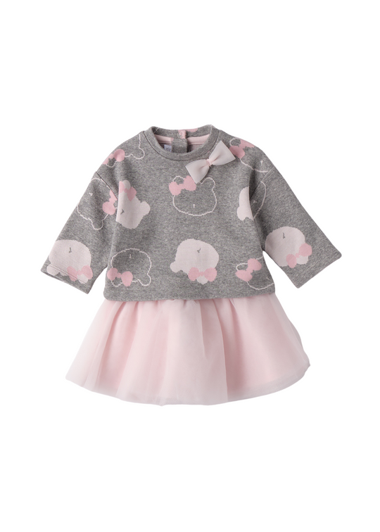 Set 2 Piese Bluza Gri si Fusta Tulle Roz 3.F771/00 Minibanda