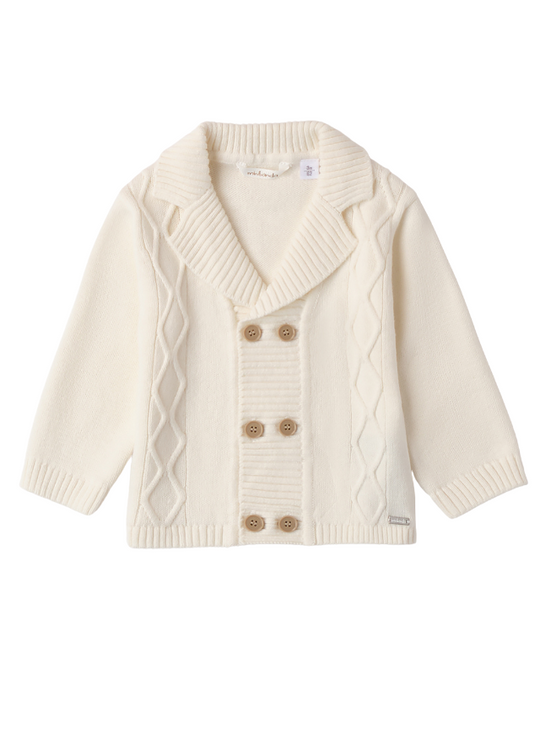 Cream Knitted Cardigan with Lapel and Double Buttons 3A665.00 Mini band