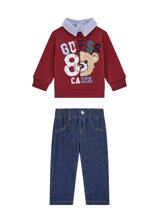 Set 2 Piese Bluza Sport Grena cu Urs si Pantaloni Lungi Denim I5YG13 KAX74 G577 Guesss