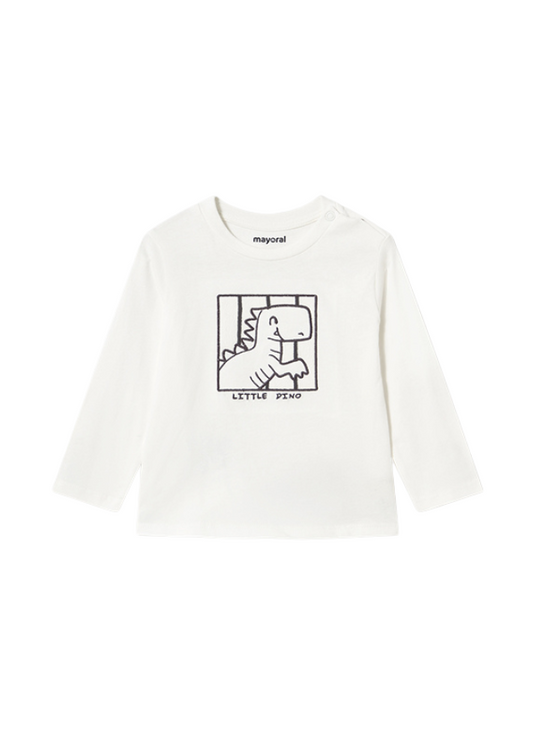 Ivory Long Sleeve Blouse with Dinosaur Print 1068 Mayoral