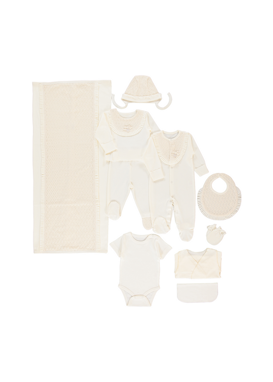 Set 10 Piese Maternitate Crem cu Dantela Little Lady Z1050 Bebetto