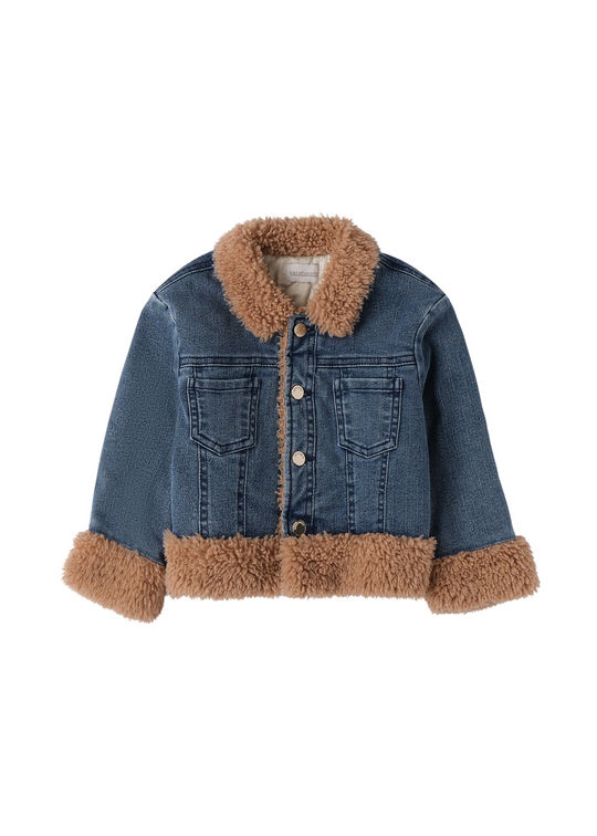 Jacheta Denim cu Guler si Mansete din Blana 0.F373/00 Sarabanda