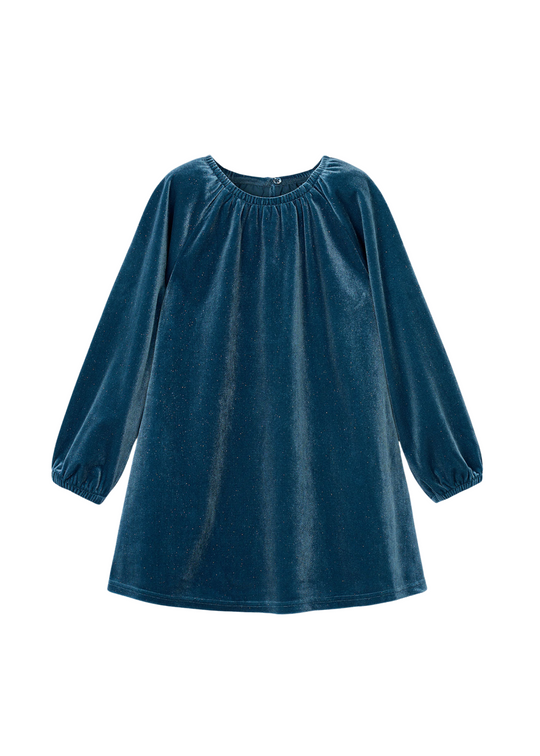 Turquoise Velvet Dress with Glitter Long Sleeves 4923 Mayoral