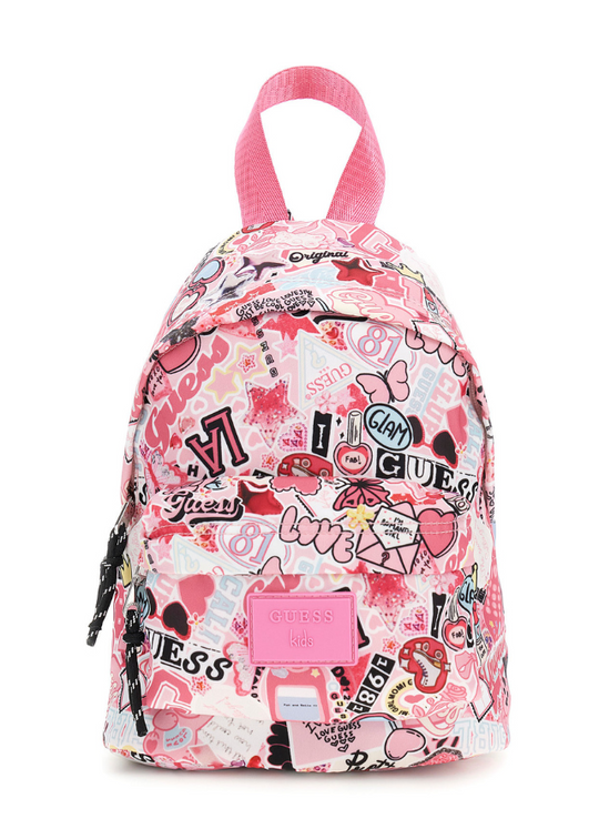 Mini Backpack Patch Print White with Pink H5YZ04 WFMR0 P9HZ Guess