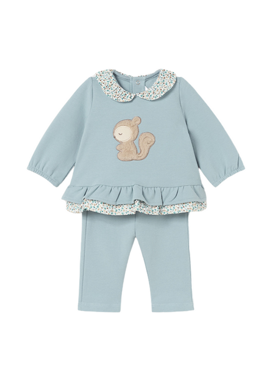 Set of 2 pieces blue blouse with squirrel and long pants 2507 Mayoral