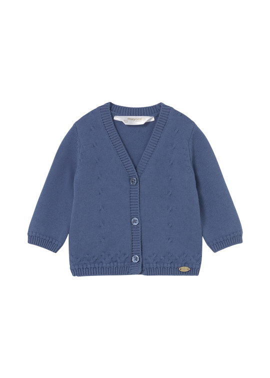 Blue Knitted Cardigan with Buttons V-Neck Closure 2338 Mayoral