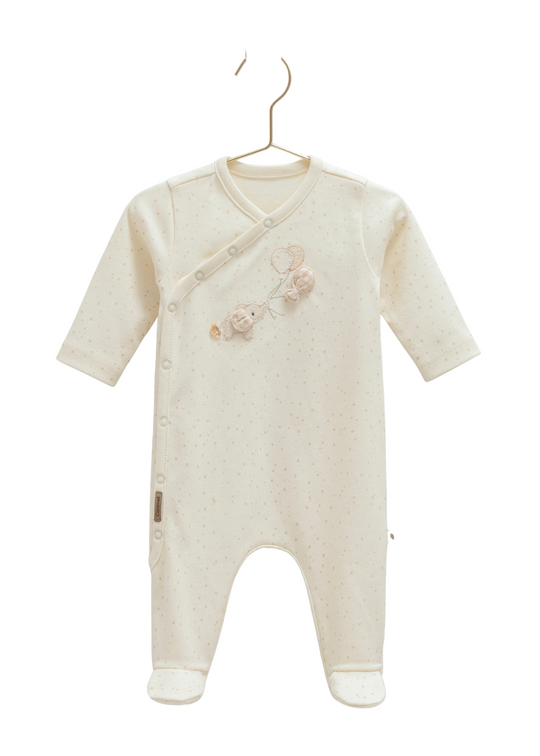 Salopeta Lunga Crem cu Elefant TU1588 Mell Sweet Baby