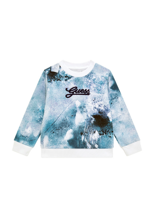 Black Sports Sweatshirt with White Logo Print N4BQ04 KAD73 KAD73 Guess