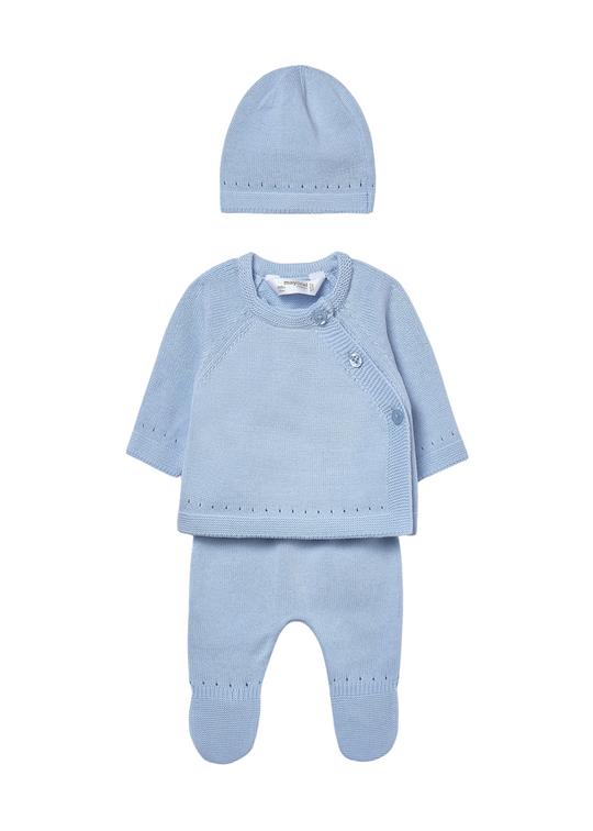 Set Cadou Bebe 3 Piese Tricotat Bleu 9981 Mayoral