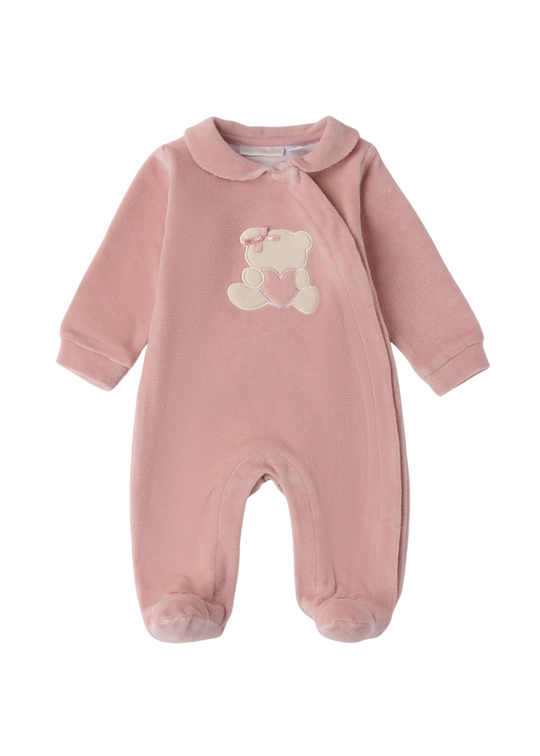 Salopeta Lunga Velur Roz Pudra cu Urs 3.F757/00 Minibanda