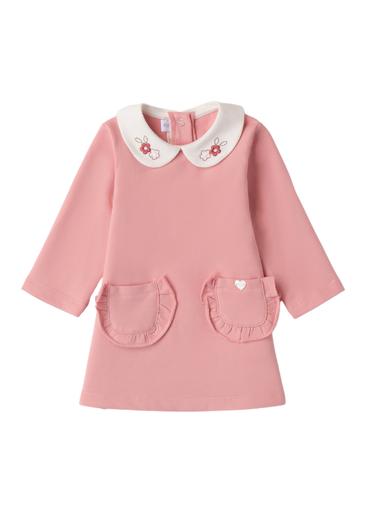 Frez Long Sleeve Dress with Cream Collar with Flower Embroidery 3A755.00 Miniband