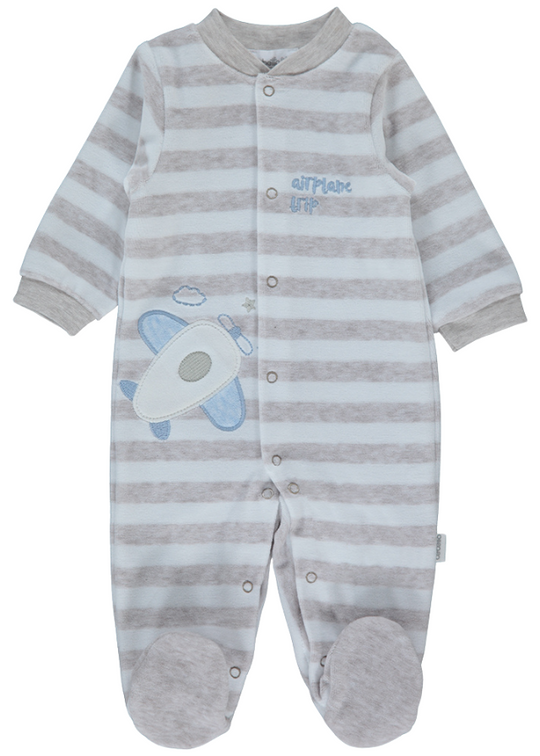 Salopeta Lunga Velur Dungi Bej cu Avion Airplane Trip K4561 Bebetto