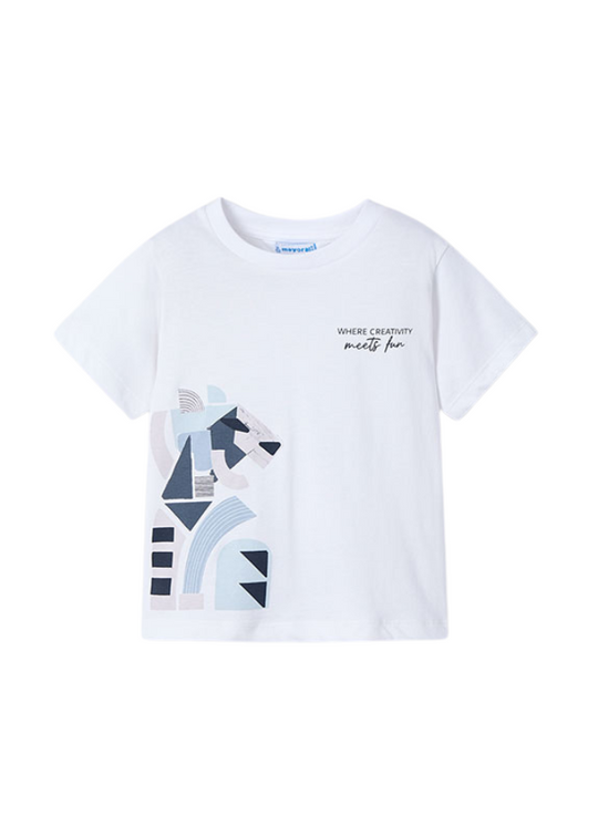 White T-shirt with Blue Print 3029 Mayoral