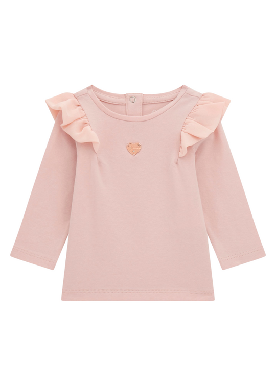 Pink Blouse with Long Sleeves with Ruffles on the Shoulders K4BI20 J1314 G66B Guess
