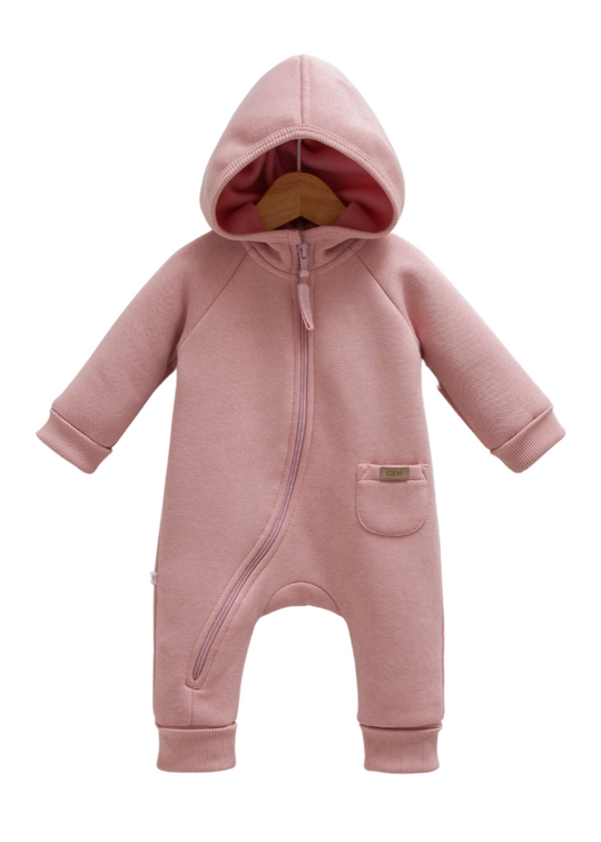 Pink Cotton Jumpsuit with Hood and Zipper TK9995 Mell Sweet Baby