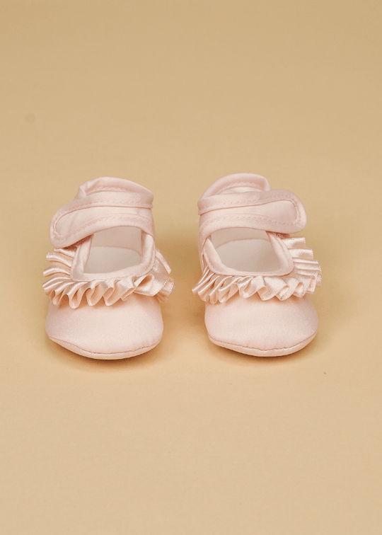 Balerini din Saten Roz cu Volan si Bareta Pink 231223 Sinderella