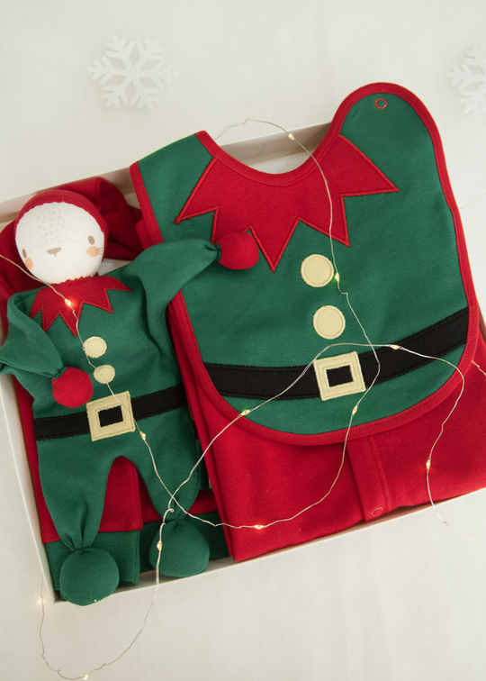 Set of 4 Baby Organic Cotton Red & Christmas Green S83067 Kity Kate