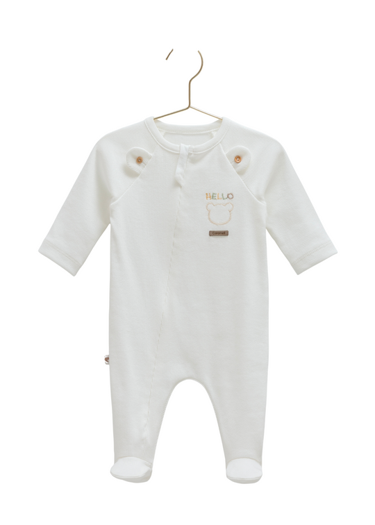 Salopeta Lunga Crem cu Fermoar si Urs TE1950 Mell Sweet Baby