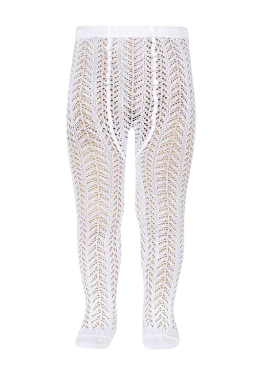 White Perforated Pattern Tights 25291 Condor