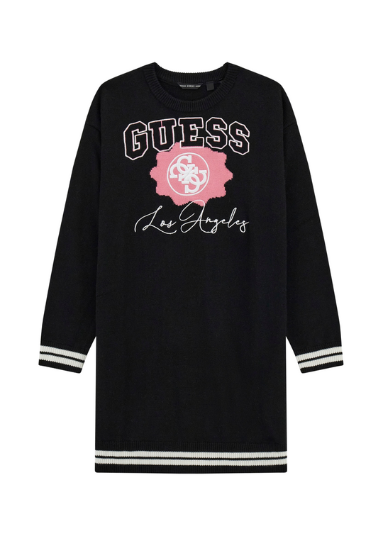 Rochie Tricotata Negru cu Roz cu Maneca Lunga J5YK09 Z3OF0 JBLK Guess