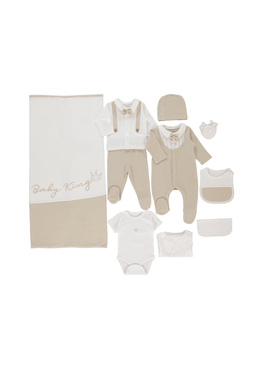 Set 10 Piese Maternitate Crem cu Bej Baby King Z1057 Bebetto