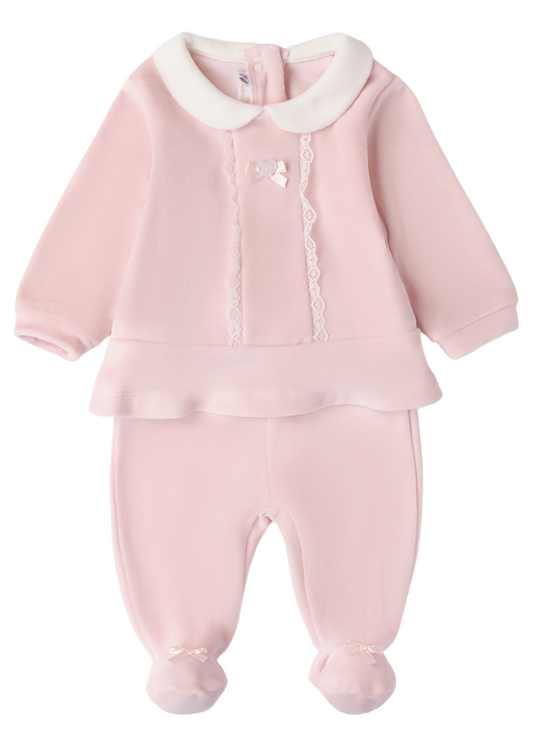 Set of 2 Velor Pink Blouse and Pants 3A704.00 Mini band