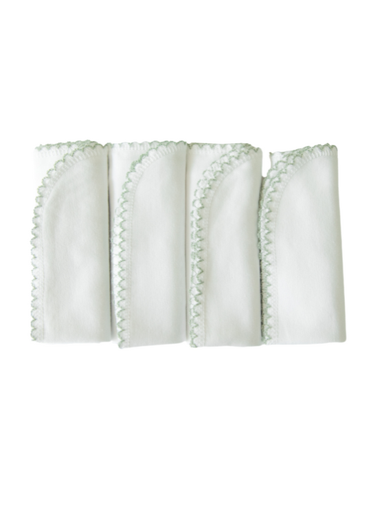 Set 4 Batiste Alb cu Verde din Bumbac Organic 76353 KitiKate