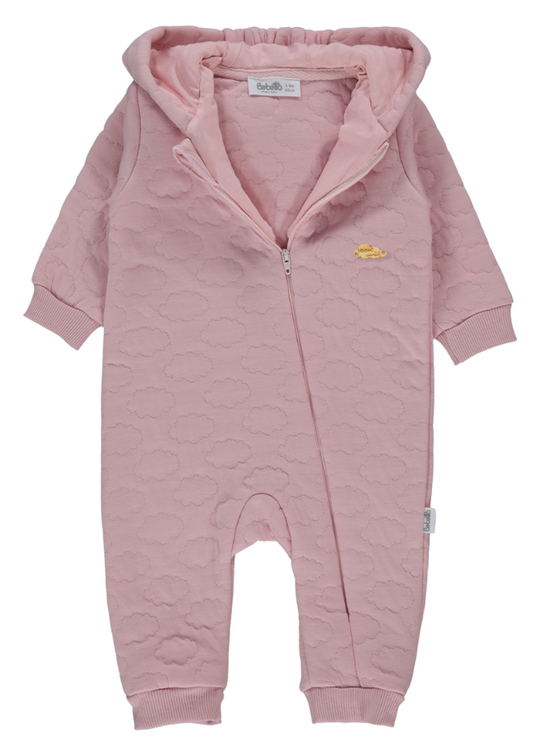 Pink Jumpsuit with Zipper and Hood with Clouds TOG 1.5 Clouds K4510 Bebetto