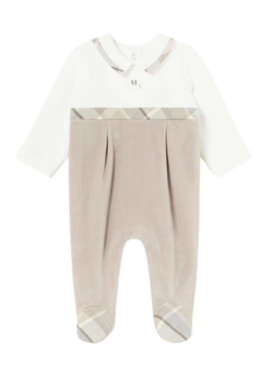 Long Cream Velor Overall with Beige Collar 2791 col 26 Mayoral