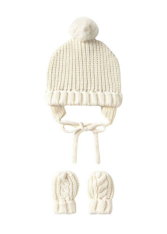 Set Caciula si Mansui Tricotate Bej 9929 Mayoral