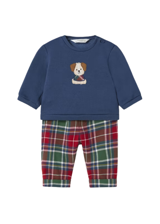2-Piece Set Navy Blue Blouse and Plaid Long Pants 2522 Mayoral