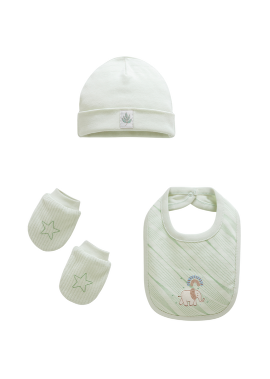 Set 3 Piese Fes Baveta si Manusi Verde TAE2077 Mell Sweet Baby