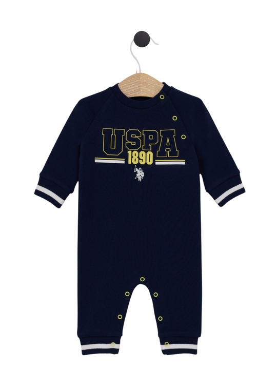 Navy Blue Jumpsuit with Yellow Print USB2090 V1 Us Polo Assn