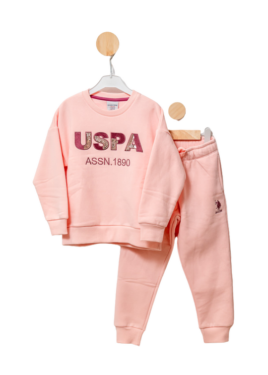 Pink 2 Piece Tracksuit With Sequin Logo US1969-4 V1 Us Polo Assn