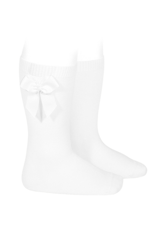 White Cotton and Nylon Tights with Ribbed Bow 24821 Condor
