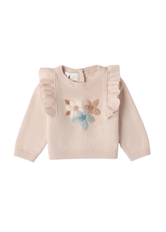 Beige Sweater with Flower Embroidery on the Bust 4.A263.00 iDO