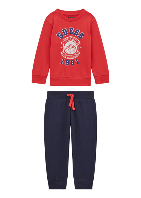 2 Piece Tracksuit Red Sports Blouse and Navy Blue Pants N4BG10 KAX73 G5A8 Guess