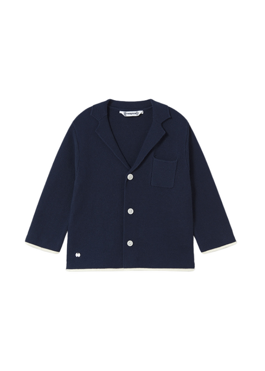 Navy Blue Knit Jacket with Lapel and Buttons 1469 Mayoral