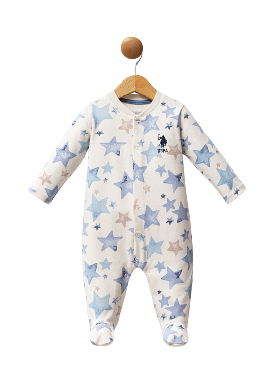 Salopeta Lunga Bej cu Imprimeu Stele Bleu USB2527 Us Polo Assn