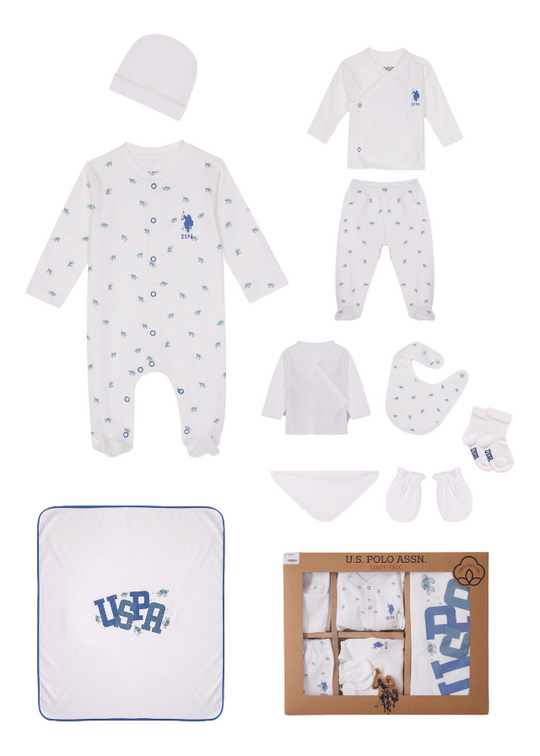 10 Piece Maternity Set Cream with Turtle Print USB2031 V1 Us Polo Assn