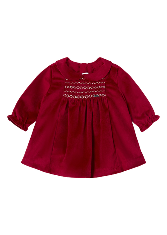 Red velvet dress with long sleeves 2804 Mayoral