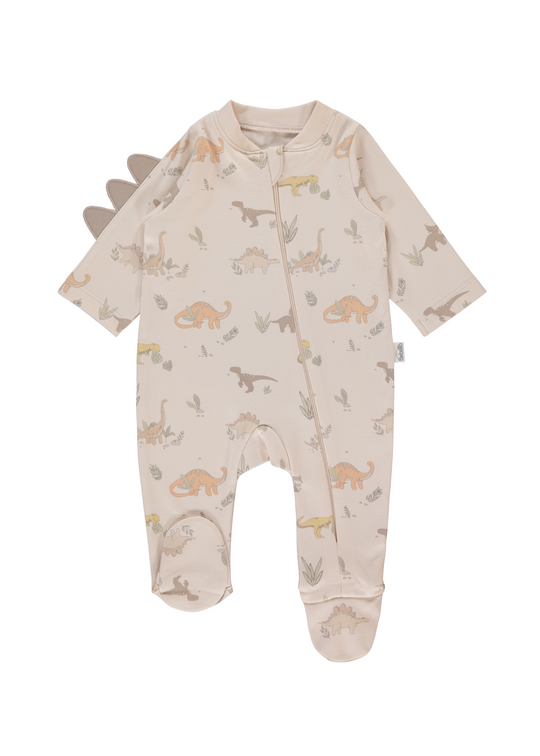 Salopeta Lunga Bej cu Dinozauri cu Fermoar Me and Dudes T3966 Bebetto