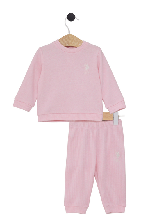 Casual 2 Piece Set Pink Knit Blouse and Pants USB2179 V2 Us Polo Assn