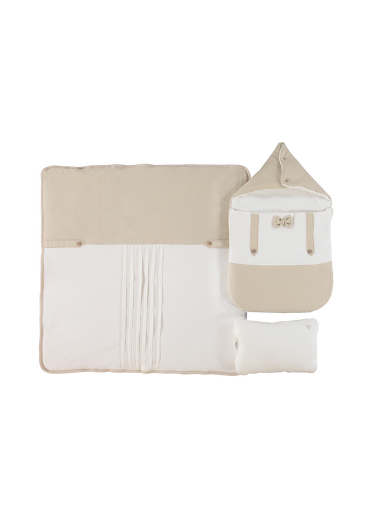 Set 3 Piese Portbebe Crem cu Bej Baby King P548 Bebetto