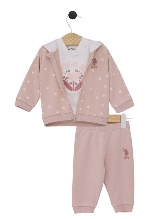 3 Piece Tracksuit Powder Pink USB2148 V1 Us Polo Assn