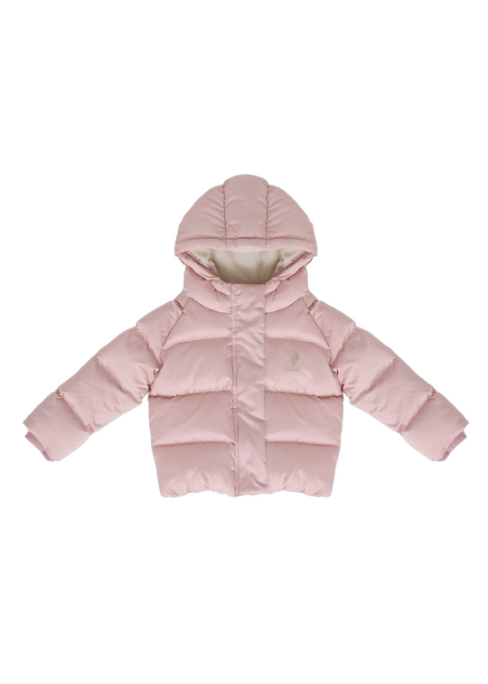 Pink Quilted Fascinator Jacket with Hood USB2189 V1 Us Polo Assn