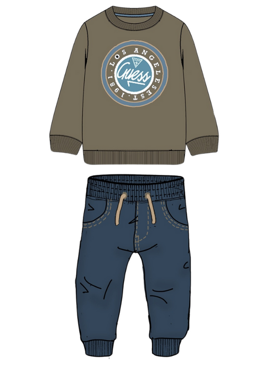 Tracksuit 2 Pieces Green Sports Blouse and Blue Pants N4BG16 KAD74 G8K2 Guess