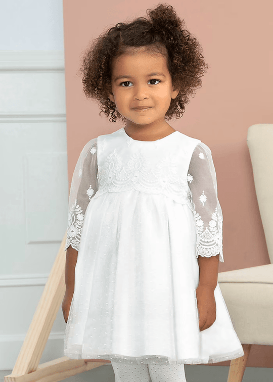 Dress with Bust and Sleeves in Lace Girls Ivory 5507 Abel & Lula