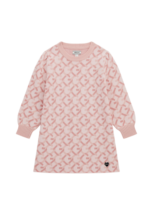Pink Knitted Dress with White Logo K4BK17 Z2PA0 P6AX Guess